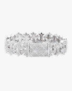 16MM Moissanite Cross Link Bracelet 14K Tri Tone - White Gold