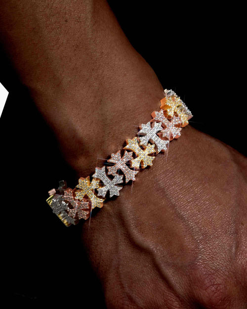 16mm moissanite cross link bracelet 14k gold icecartel px main tri tone model