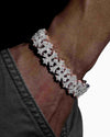16MM Moissanite Cross Link Bracelet 14K Tri Tone - White Gold
