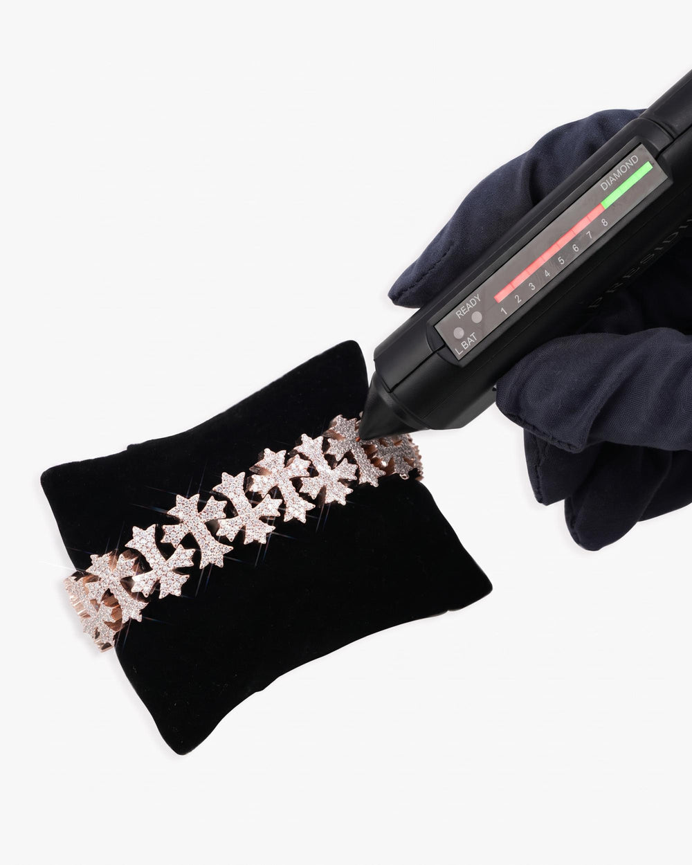16MM Moissanite Cross Link Bracelet 14K - Rose Gold