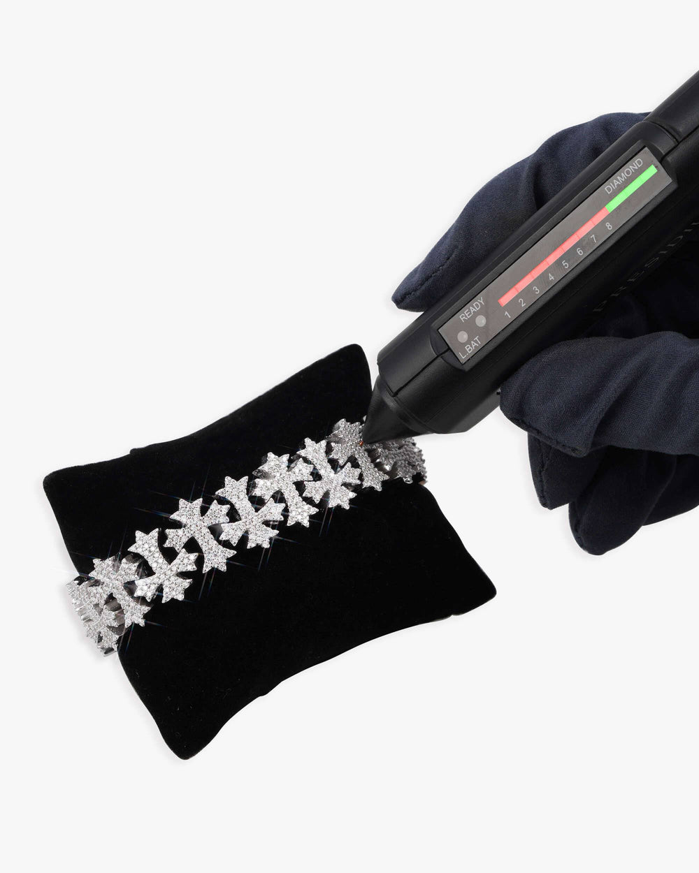 16mm moissanite cross link bracelet 14k gold icecartel px test