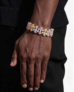 16MM Moissanite Cross Link Bracelet 14K - Three-Tone (Default)