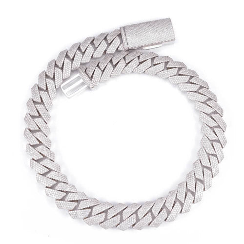 18MM 4-Row Diamond Cuban Chain 14K Solid Gold First