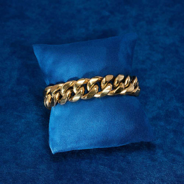 18k Gold Cuban Link Bracelet | Diamond Bar Jewelry