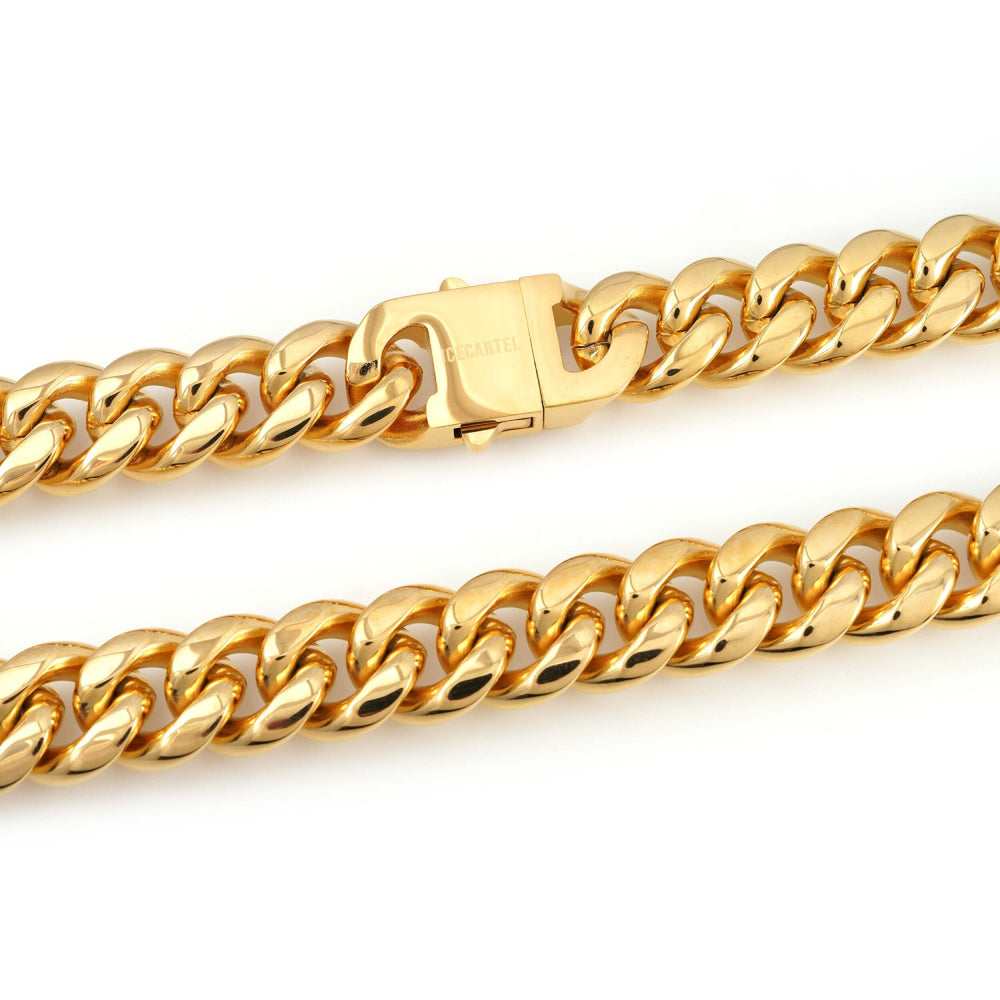 18mm cuban link chain 14k yellow gold icecartel lock