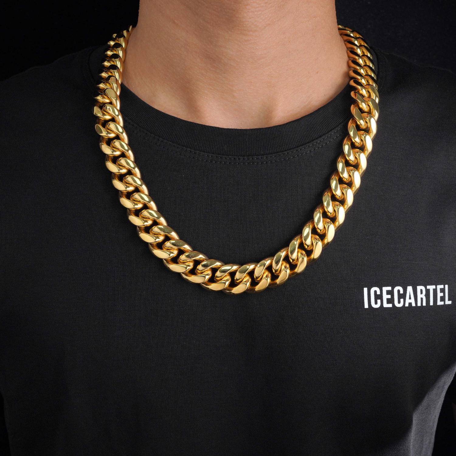 18mm cuban link chain 14k yellow gold icecartel model