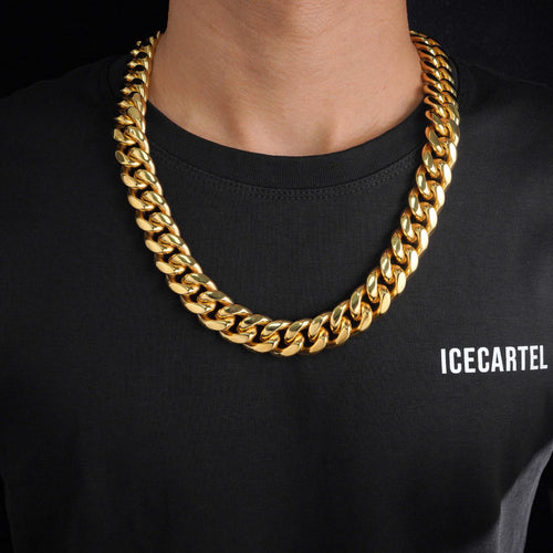 18mm cuban link chain 14k yellow gold icecartel model