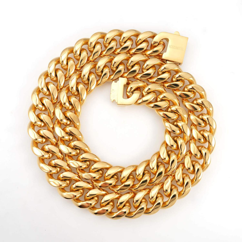18mm cuban link chain 14k yellow gold icecartel up