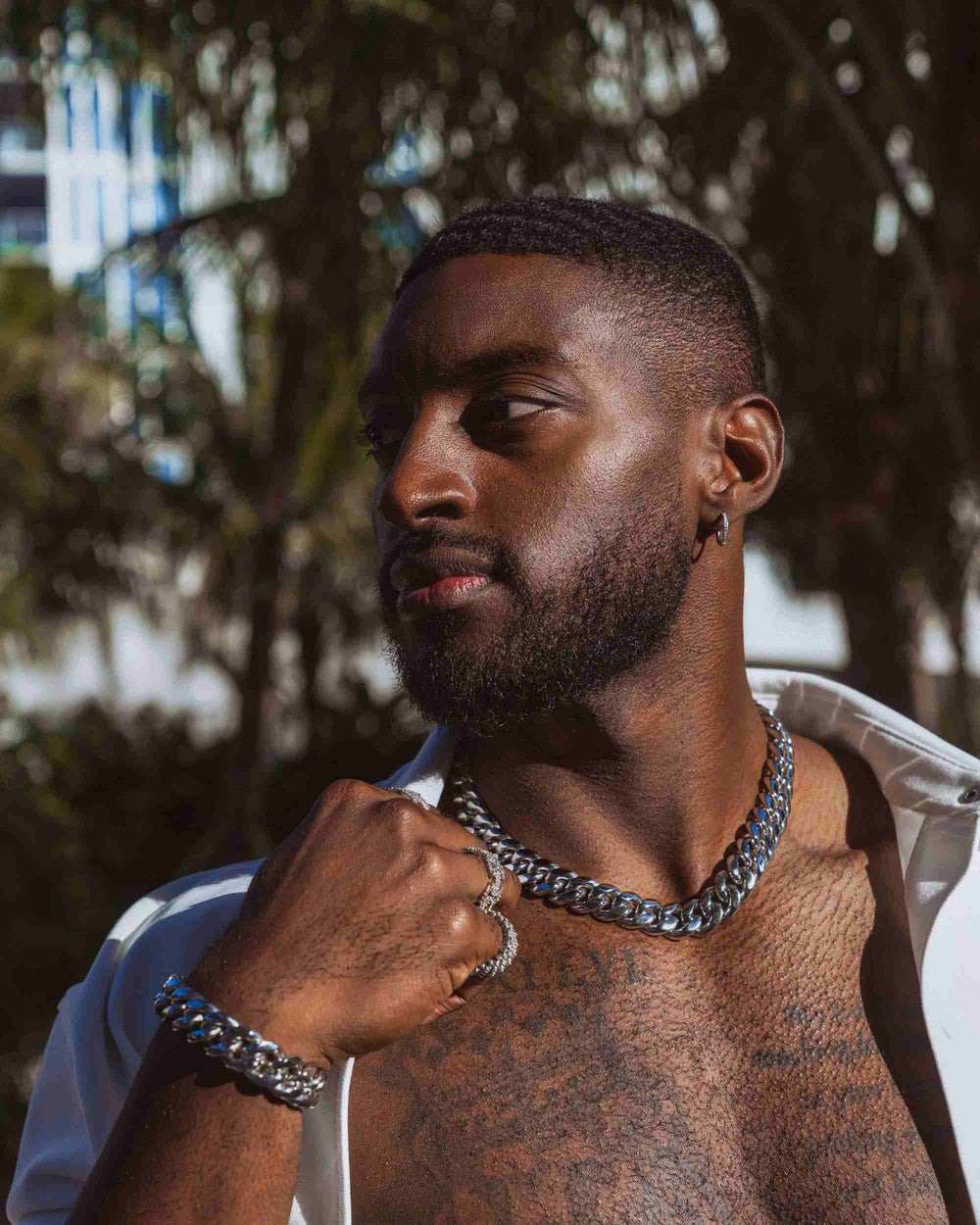 18MM Cuban Link Chain and Bracelet Bundle Silver