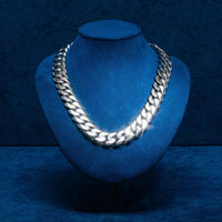 18mm cuban link chain white gold silver front
