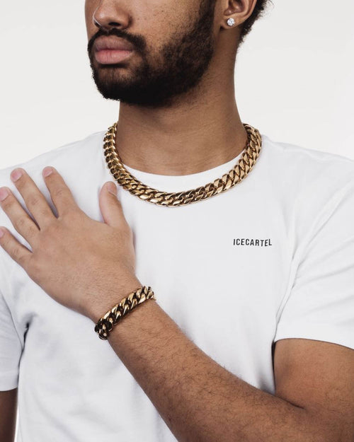 18mm cuban link chain yellow gold model px new