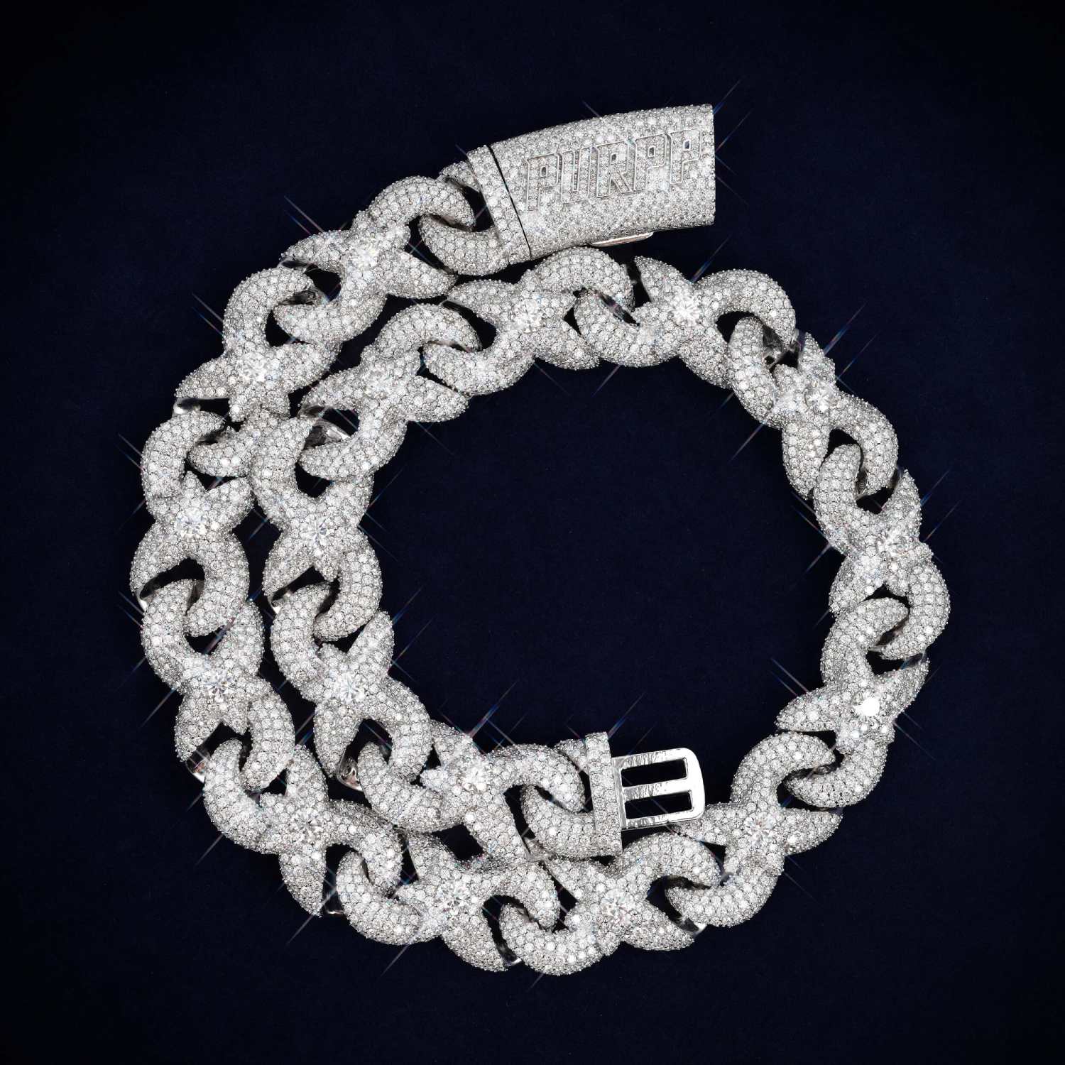 18MM Custom Moissanite SMOKEPURPP Infinity Chain 14K