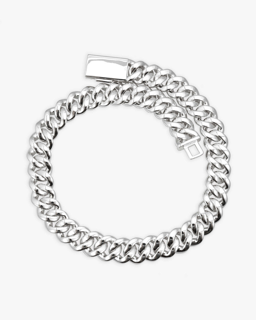 18MM Moissanite Round Cuban Link Chain - White Gold