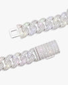 18MM Moissanite Round Cuban Link Chain - White Gold