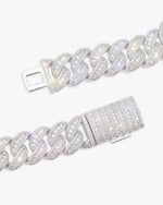 18MM Moissanite Round Cuban Link Chain - White Gold