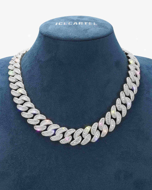 18mm moissanite round cuban link chain icecartel white gold display