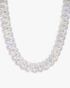 18MM Moissanite Round Cuban Link Chain - White Gold