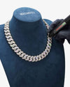 18MM Moissanite Round Cuban Link Chain - White Gold