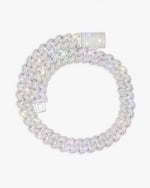 18MM Moissanite Round Cuban Link Chain - White Gold