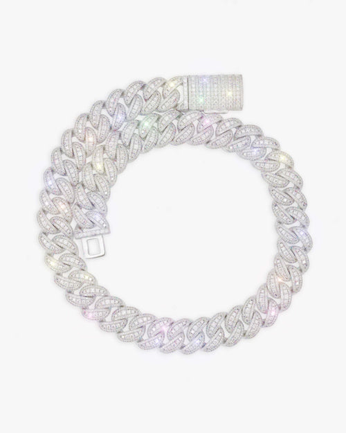 18mm moissanite round cuban link chain icecartel white gold top