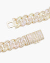 18MM Moissanite Round Cuban Link Chain - Yellow Gold