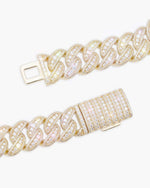 18MM Moissanite Round Cuban Link Chain - Yellow Gold