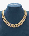 18MM Moissanite Round Cuban Link Chain - Yellow Gold