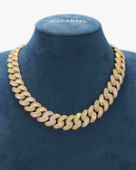 18MM Moissanite Round Cuban Link Chain - Yellow Gold