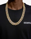 18MM Moissanite Round Cuban Link Chain - Yellow Gold