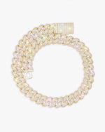 18MM Moissanite Round Cuban Link Chain - Yellow Gold