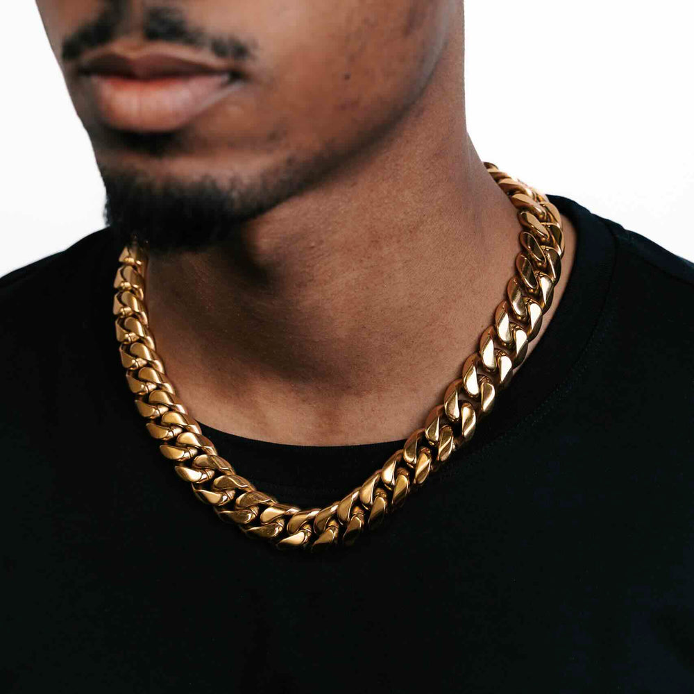 18mm solid gold cuban link chain model