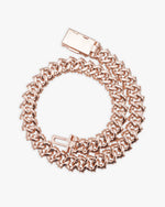 19MM Moissanite Marquise Cuban Link Chain - Rose Gold