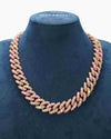 19MM Moissanite Marquise Cuban Link Chain - Rose Gold