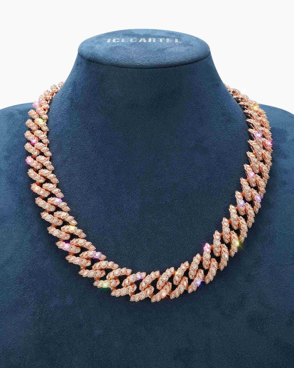 19MM Moissanite Marquise Cuban Link Chain - Rose Gold