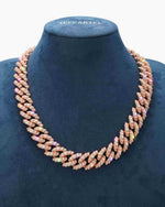 19MM Moissanite Marquise Cuban Link Chain - Rose Gold