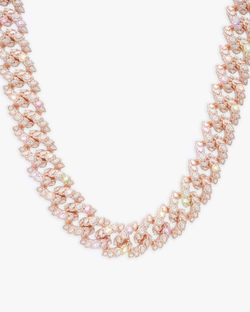 19MM Moissanite Marquise Cuban Link Chain - Rose Gold