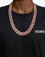 19MM Moissanite Marquise Cuban Link Chain - Rose Gold