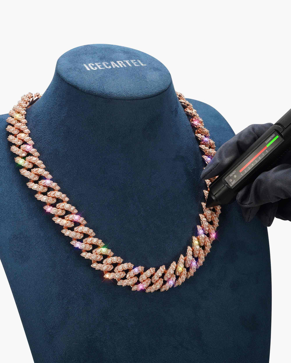 19MM Moissanite Marquise Cuban Link Chain - Rose Gold