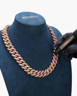 19MM Moissanite Marquise Cuban Link Chain - Rose Gold