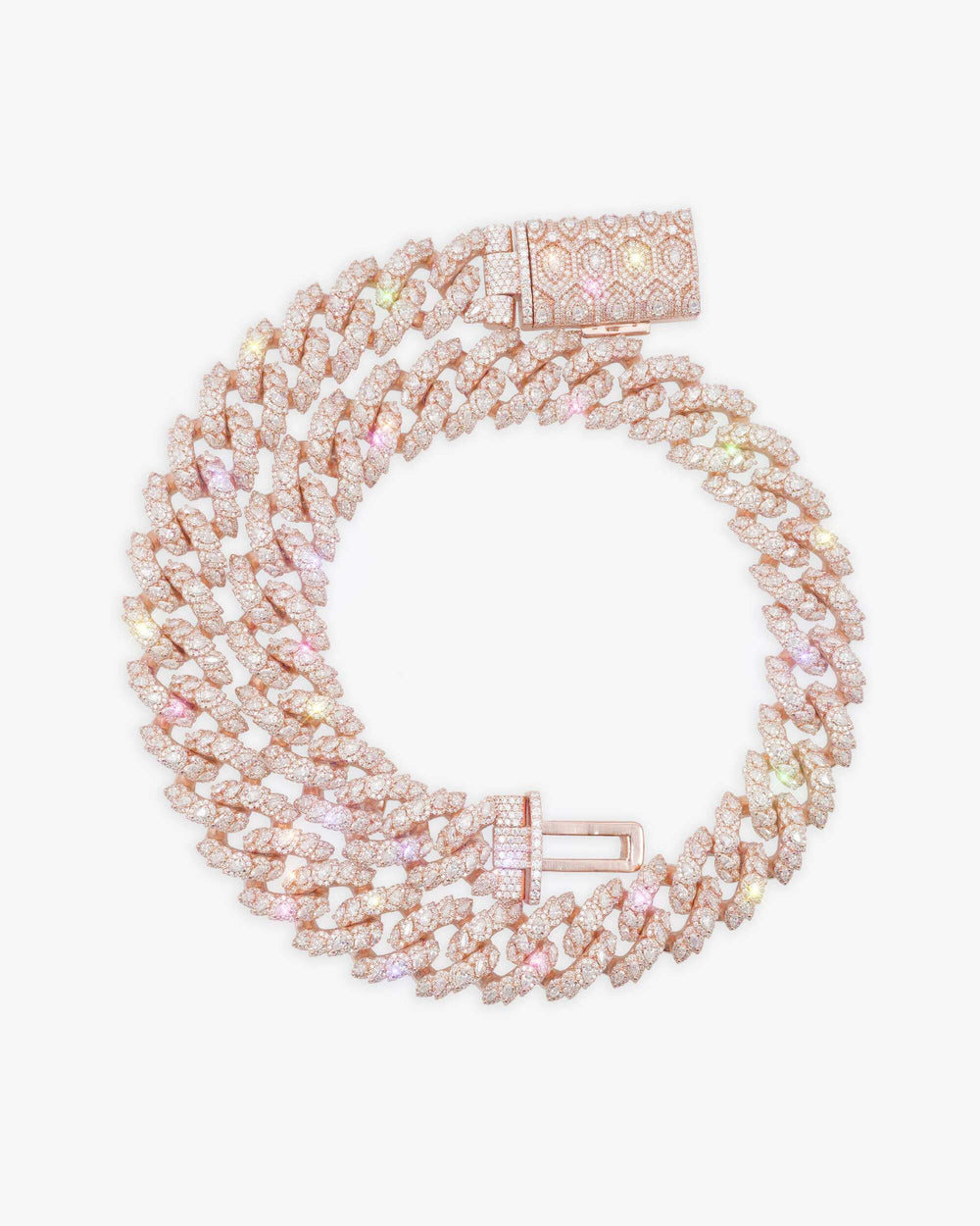19MM Moissanite Marquise Cuban Link Chain - Rose Gold