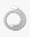 19MM Moissanite Marquise Cuban Link Chain - White Gold