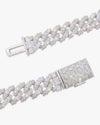 19MM Moissanite Marquise Cuban Link Chain - White Gold