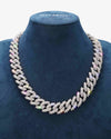 19MM Moissanite Marquise Cuban Link Chain - White Gold