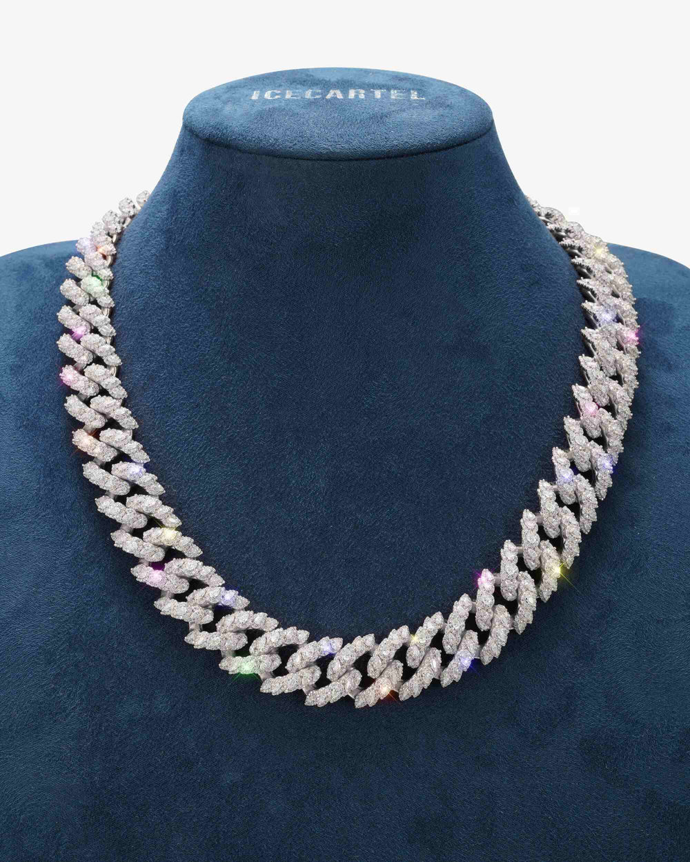 19MM Moissanite Marquise Cuban Link Chain - White Gold