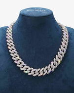 19MM Moissanite Marquise Cuban Link Chain - White Gold