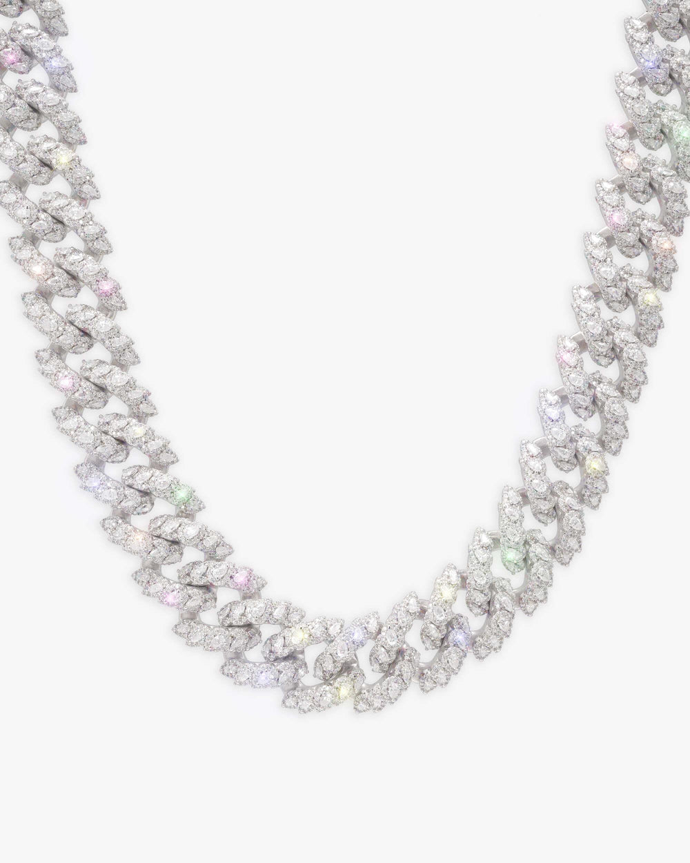 19MM Moissanite Marquise Cuban Link Chain - White Gold