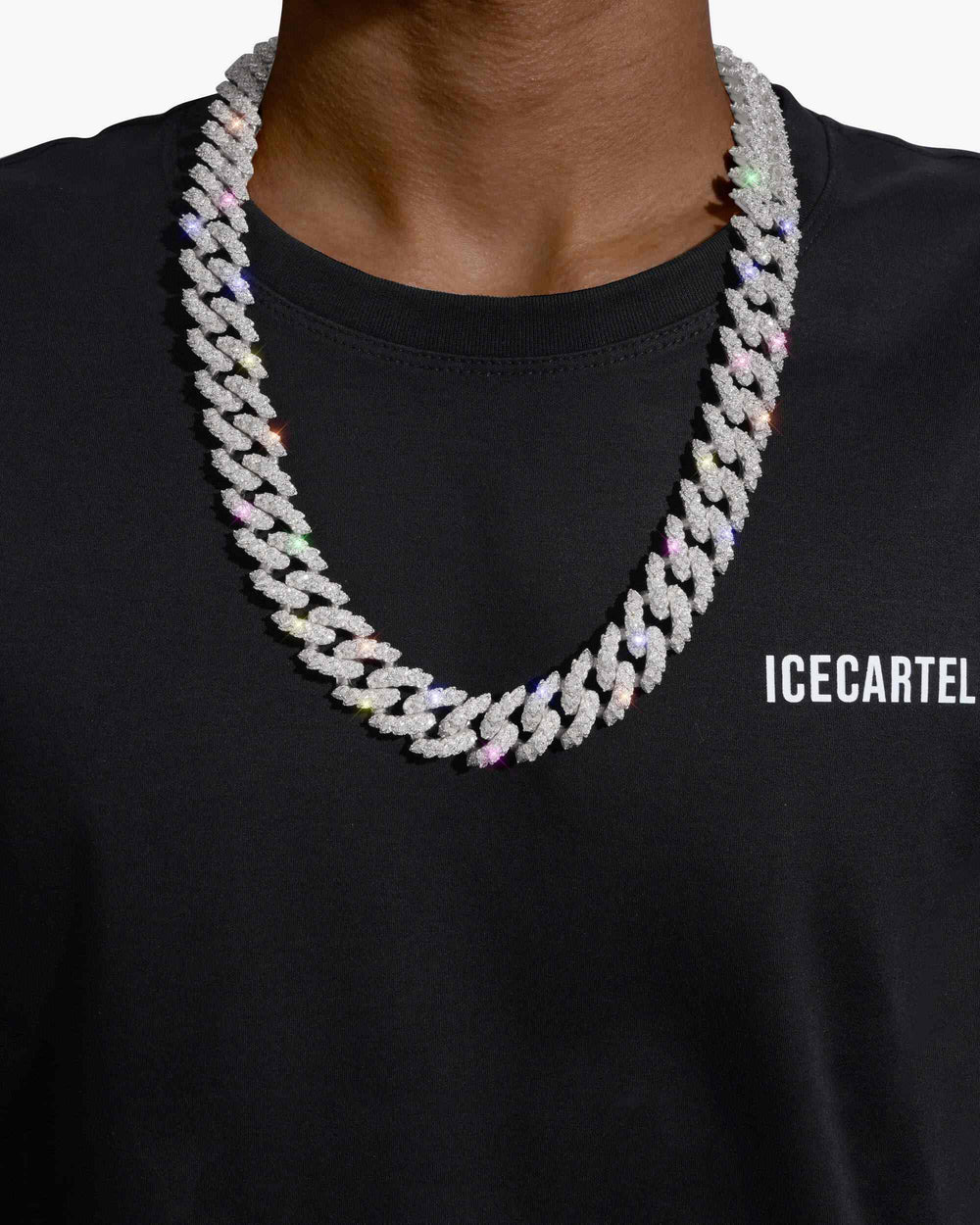19MM Moissanite Marquise Cuban Link Chain - White Gold