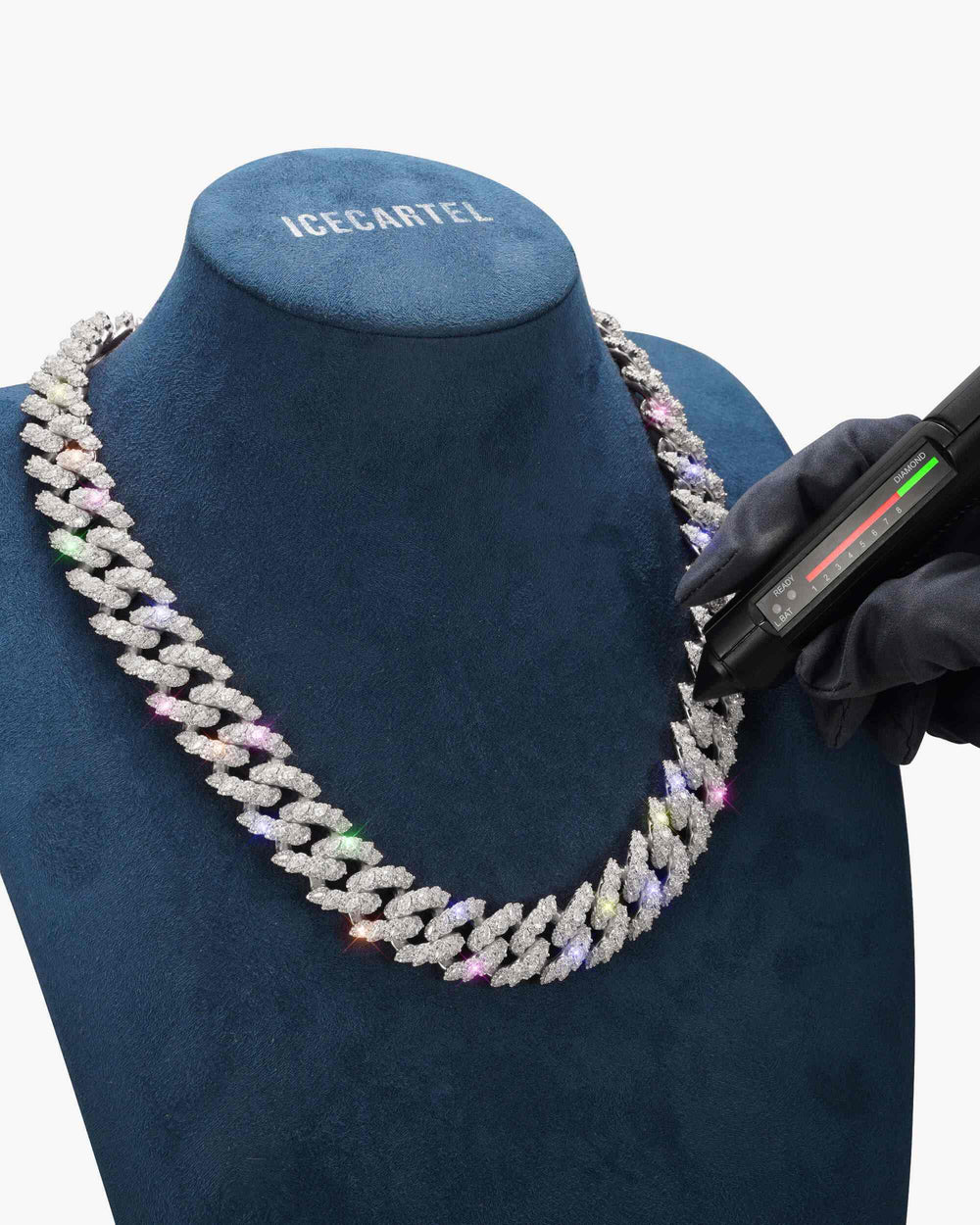 19MM Moissanite Marquise Cuban Link Chain - White Gold