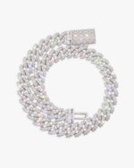 19MM Moissanite Marquise Cuban Link Chain - White Gold