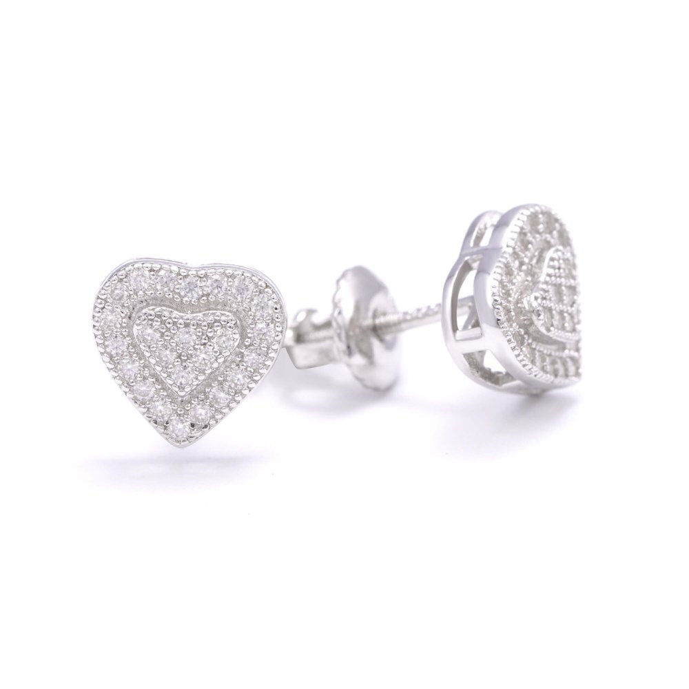 2 Layer Moissanite Heart Earrings 14K Gold 1